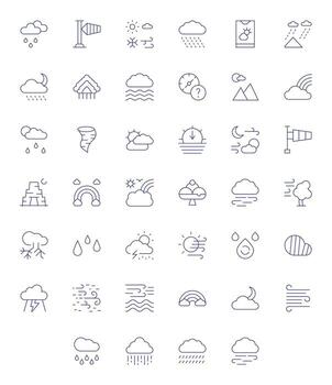 40 cuadrícula equipado Delgado línea íconos diseñado para pronóstico interfaz vector