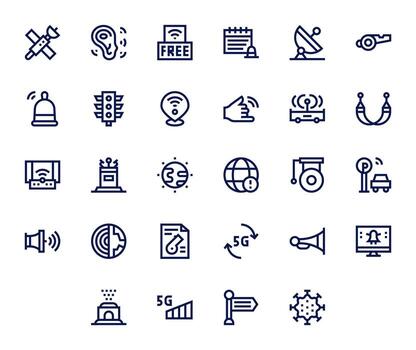 Signal Complete Package with 28 High Resolution Bold Line Grid Fitted Icons vector