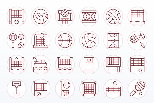 24 256x256 Delgado línea píxel alineado íconos para red proyectos vector