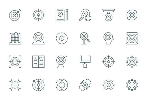 24 Pixel Optimized High Resolution Icons for Objective in elegant Thin Line design vector