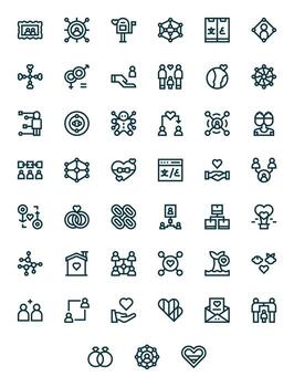 Bold Line Pixel Optimized Icons from Relationship Set with 45 Retina Ready Icons vector