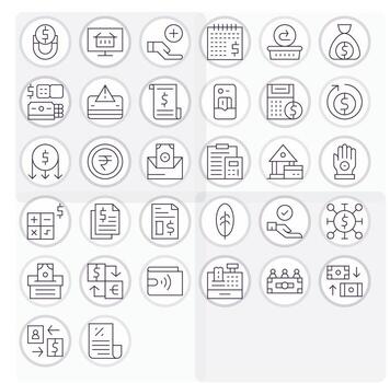 32 íconos para transacción presentando 256x256 monitor Perfecto Delgado línea gráficos vector