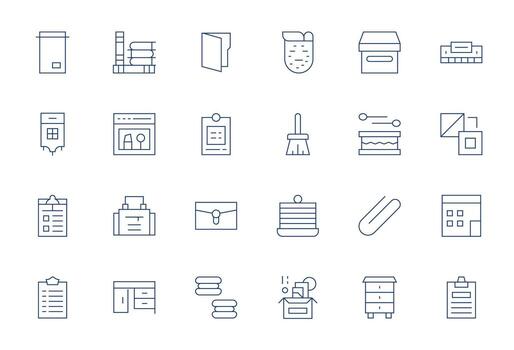 Organize Icon Library with 24 Thin Line High Resolution Grid Fitted Designs vector