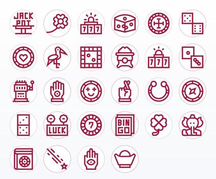 28 High Resolution Icons for Luck in Pixel Aligned Bold Line Format vector