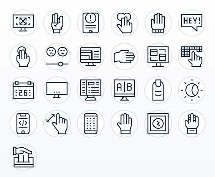 ui exhaustivo haz con 25 editable regular línea 64 x 64 íconos vector