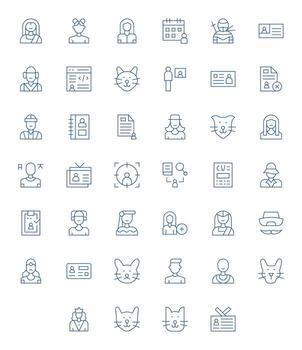 40 Thin Line Pixel Optimized Icons crafted for Profile 64x64 applications vector