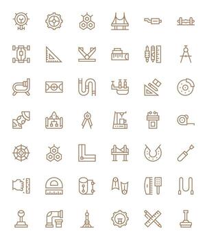Engineering Icon Repository containing 42 Regular Line 64x64 PIXEL Perfect graphics vector