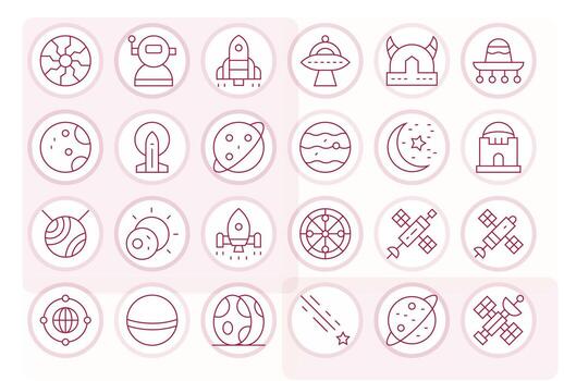 24 Thin Line Icons for Cosmos in crisp Retina Ready Display Perfect resolution vector