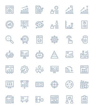 42 editable regular línea íconos diseñado para métrica interfaz vector