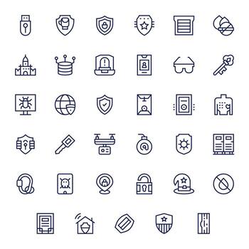 seguridad icono caja de herramientas presentando 35 detalle mejorado alto resolución regular línea elementos vector