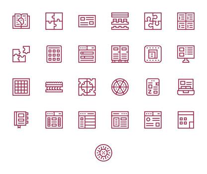 25 High Resolution Regular Line Icons optimized for Sections PIXEL Perfect display vector