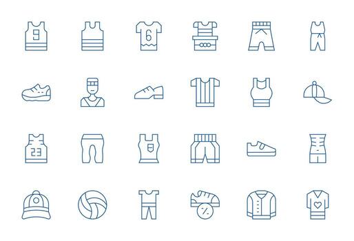 24 256x256 Thin Line Icons optimized for Sportswear Pixel Optimized display vector
