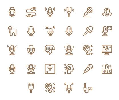 28 Retina Ready Bold Line Icons for Audio Input with Detail Enhanced precision vector