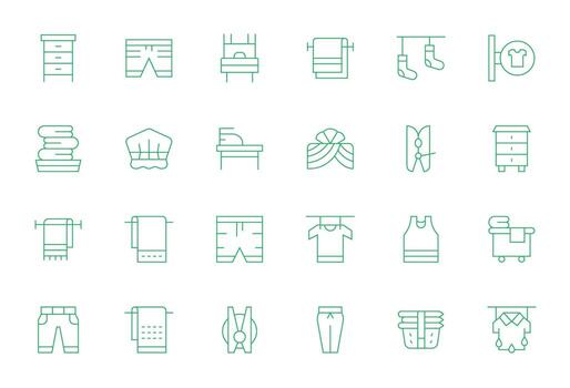 Linen Design Icons featuring 24 Display Perfect Thin Line Style vector