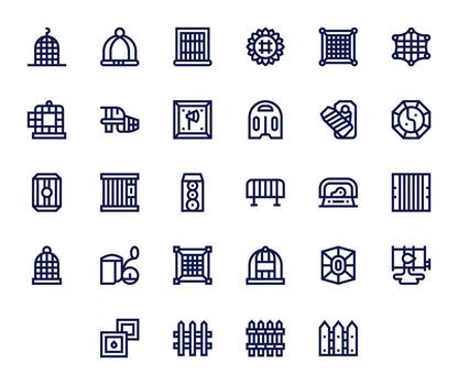 Enclosure Icon Toolkit featuring 28 Editable 128x128 Bold Line elements vector