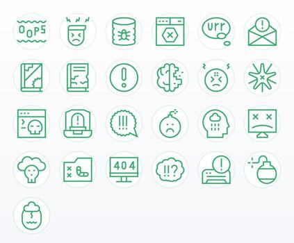 System Error Digital Pack containing 25 Detail Enhanced Regular Line 64x64 Icons vector