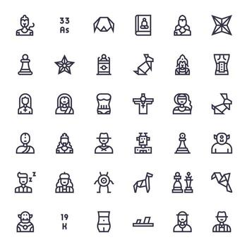 figura prima haz con 36 alto resolución píxel optimizado negrita línea íconos vector