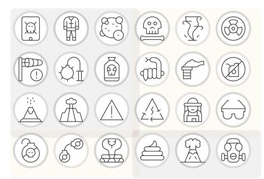 Hazardous Icon Toolkit featuring 24 Pixel Aligned 256x256 Thin Line elements vector