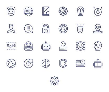 25 Retina Ready Regular Line Icons optimized for System Failure Editable display vector