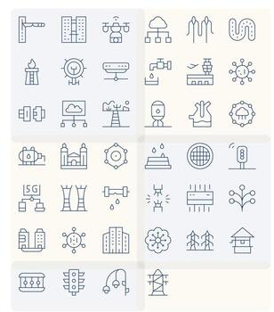 40 256x256 Display Perfect Icons for Infrastructure in Thin Line Theme vector