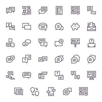 35 Regular Line Icons for Support Ticket in crisp 128x128 Pixel Aligned resolution vector