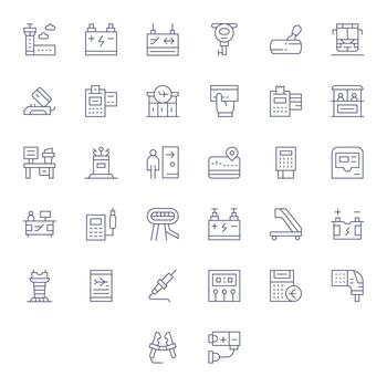 terminal exhaustivo haz con 32 cuadrícula equipado Delgado línea retina Listo íconos vector