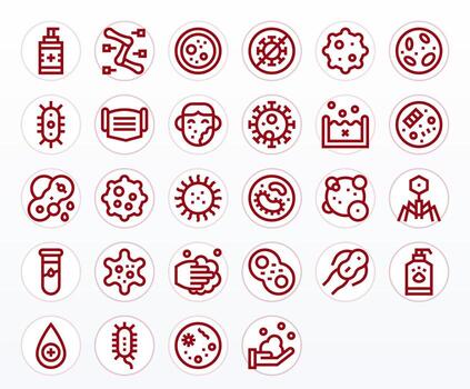 Bacteria Icon Toolkit featuring 28 Display Perfect High Resolution Bold Line elements vector