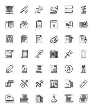 42 Grid Fitted Regular Line Icons from Note Collection vector