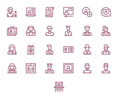25 Regular Line PIXEL Perfect Icons crafted for Member 128x128 applications vector