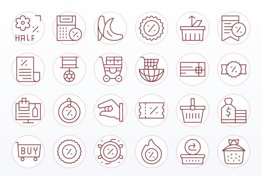 24 Delgado línea íconos para compras carro en crujiente alto resolución monitor Perfecto resolución vector