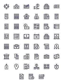 Accounting Icon Set with 45 Bold Line 256x256 Display Perfect Graphics vector