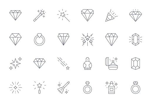 Thin Line Style Sparkle Icons with 24 High Resolution Display Perfect Designs vector