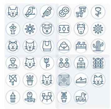 Simple Design Icon Set with 35 Regular Line 64x64 Editable Graphics vector