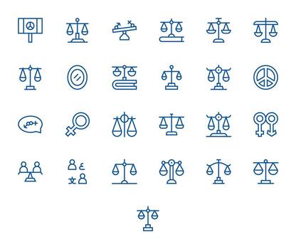 Equality Comprehensive Bundle with 25 Detail Enhanced Regular Line 128x128 Icons vector