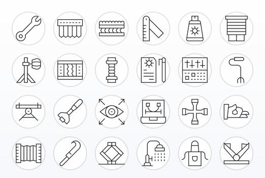 Thin Line Display Perfect Icons from Adjustable Set with 24 128x128 Icons vector