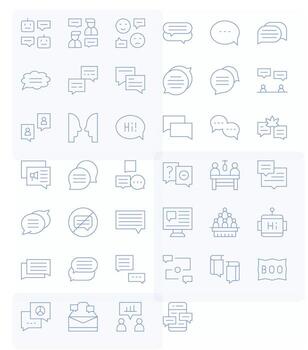 Dialogue Icon Repository containing 40 Thin Line Retina Ready Grid Fitted graphics vector