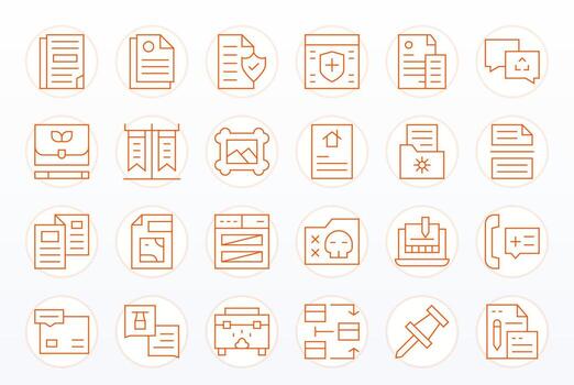 File Icon Set with 24 Thin Line Retina Ready Display Perfect Graphics vector