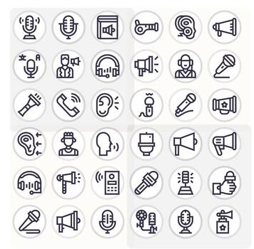 36 Icons for Voice featuring 64x64 Pixel Optimized Bold Line Graphics vector