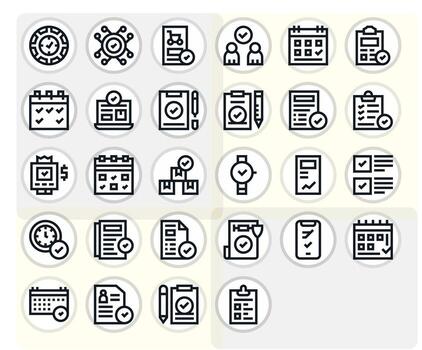 28 Bold Line Grid Fitted Icons tailored for Completed 256x256 interface vector