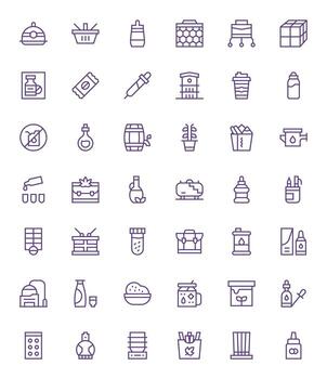 42 High Resolution Regular Line Icons for Container with Pixel Optimized precision vector