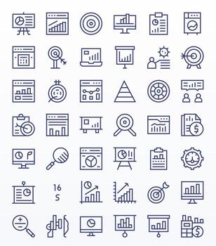 42 Regular Line Pixel Aligned 128x128 Icons from Metrics Suite vector