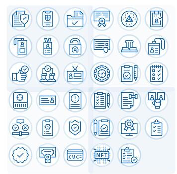 35 píxel Perfecto íconos temática alrededor verificación en 64 x 64 regular línea formato vector