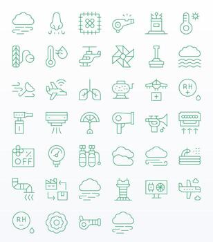Thin Line Editable Icons from Air Set with 40 128x128 Icons vector