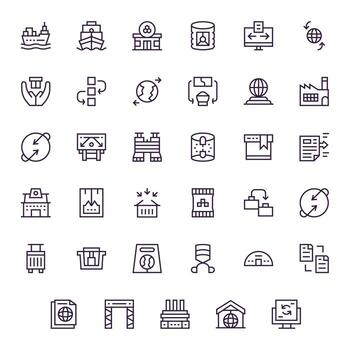 Export Icon Set with 35 Regular Line 128x128 Editable Graphics vector