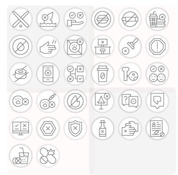 32 Thin Line Icons designed for No in High Resolution PIXEL Perfect format vector