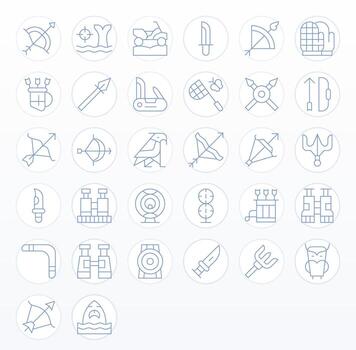 32 Icons for Hunting optimized in Display Perfect 128x128 Thin Line resolution vector