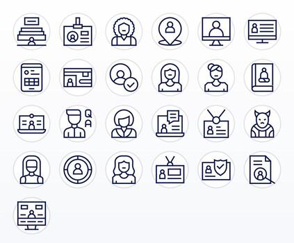 User Profile Complete Package with 25 High Resolution Regular Line Detail Enhanced Icons vector