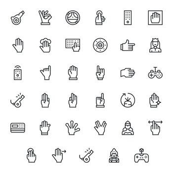 35 regular línea píxel alineado diseños para mando 256x256 íconos vector