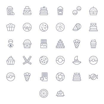32 Thin Line Pixel Aligned High Resolution Icons from Treat Suite vector