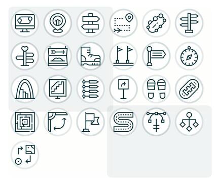 25 High Resolution Icons for Path in Grid Fitted Regular Line Format vector